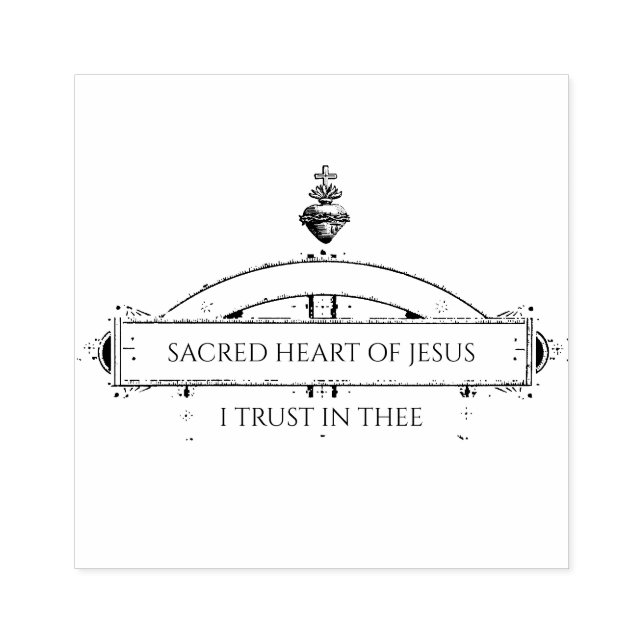 Sacred Heart of Jesus I Trust in Thee Rubber Stamp (Imprint)
