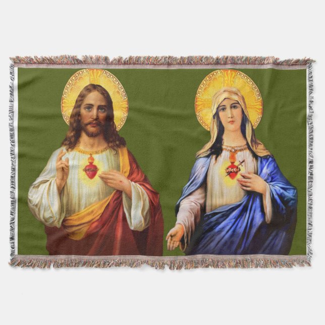 Sacred Heart of Jesus & Immaculate Heart Blanket (Front)