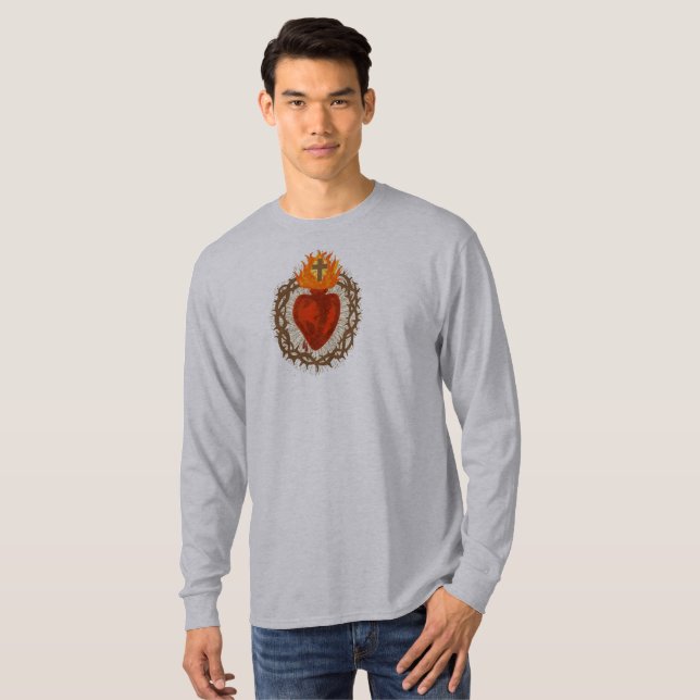 Sacred Heart of Jesus Men's Long Sleeve Tee  (Front Full)