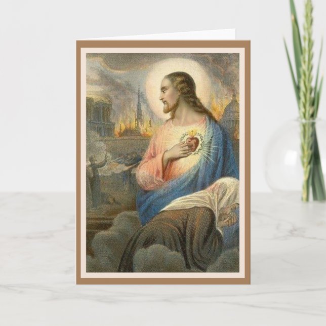 Sacred Heart of Jesus Notre Dame Religious Prayer Card (Front)