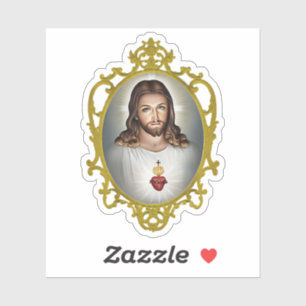 Sacred Heart of Jesus Ornate Gold Frame Vinyl