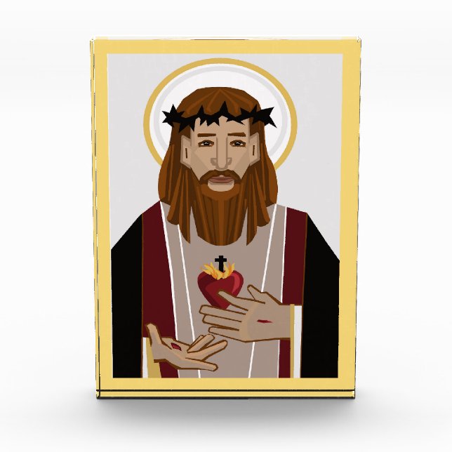 Sacred Heart of Jesus Paperweight Photo Block (Front)
