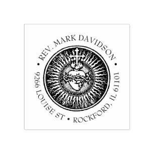 SACRED HEART OF JESUS PERSONALIZED NAME RUBBER STAMP