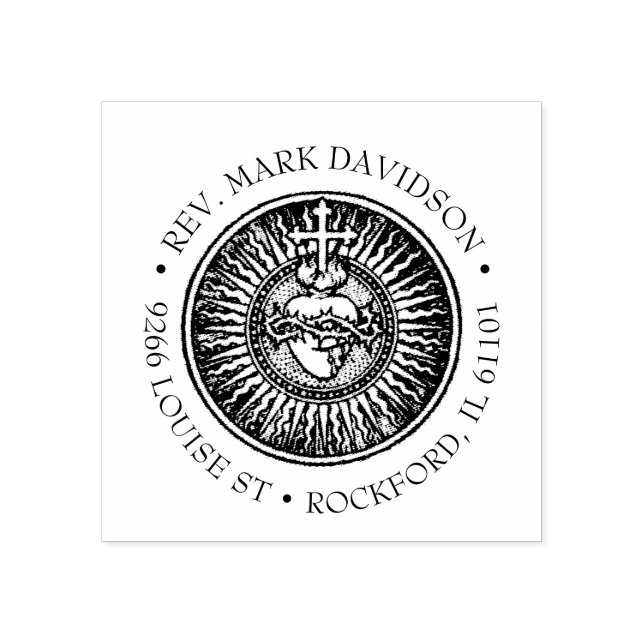 SACRED HEART OF JESUS PERSONALIZED NAME RUBBER STAMP (Imprint)