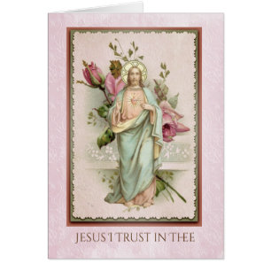 Sacred Heart of Jesus Pink Roses Religious