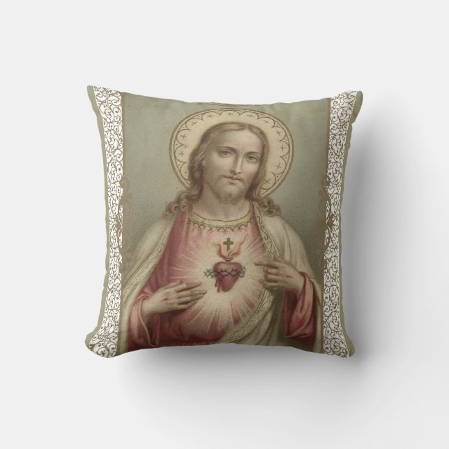 Sacred Heart of Jesus Religious Divine Mercy Cushion (Front)