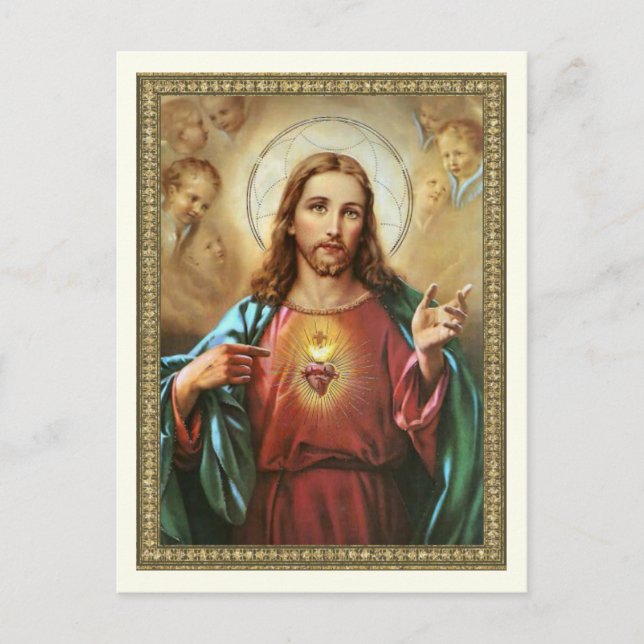 Sacred Heart of Jesus Religious Vintage  Postcard (Front)