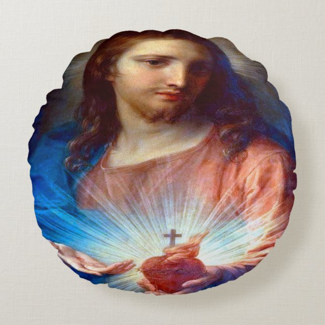 Sacred Heart of Jesus Round Cushion (Front)