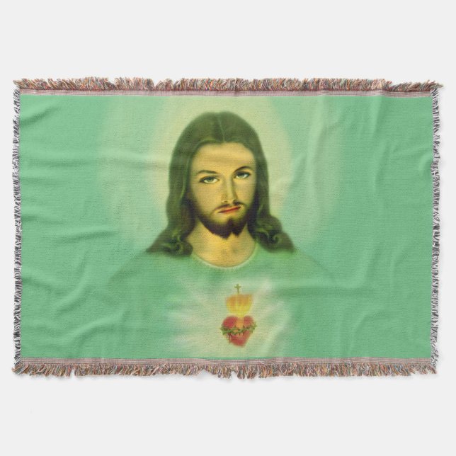 Sacred Heart of Jesus Throw Blanket (Front)