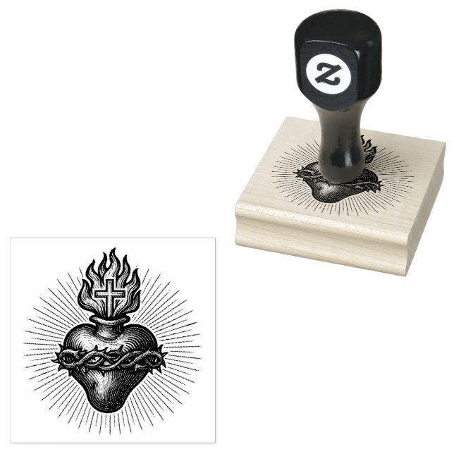 Sacred Heart of Jesus Traditional Catholic Rubber Stamp (Stamped)