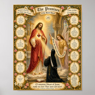 Sacred Heart of Jesus Twelve Promises Catholic Poster