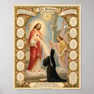 Sacred Heart of Jesus Twelve Promises Catholic  Poster
