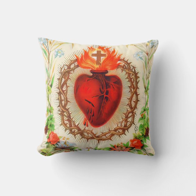 Sacred Heart of Jesus Vintage A-092621  Cushion (Front)