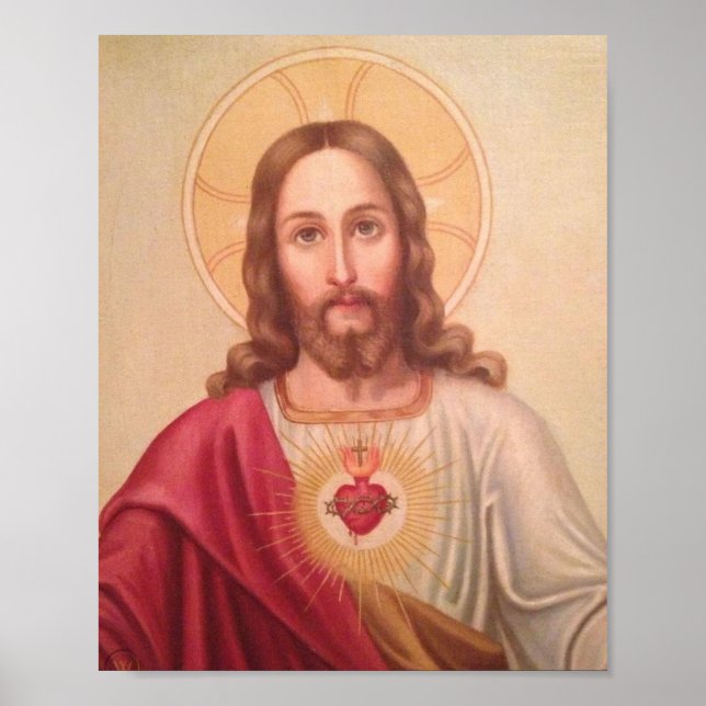 Sacred Heart Of Jesus Vintage Art Poster (Front)