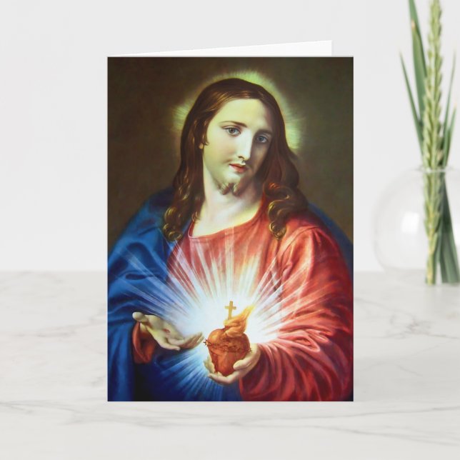 Sacred Heart of Jesus Vintage Greeting Card (Front)