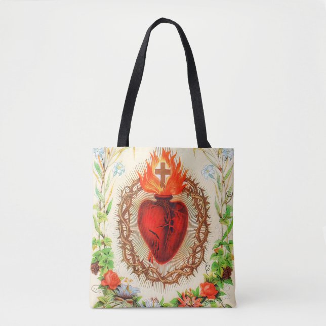 Sacred Heart of Jesus Vintage  Tote Bag (Front)