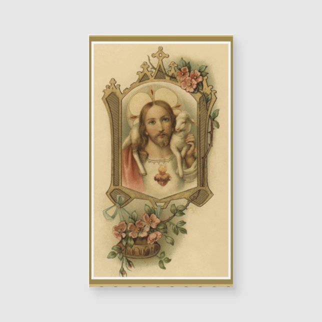 Sacred Heart of Jesus w/lamb & flowers (Front)