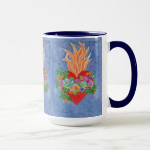 Sacred Heart of Jesus Watercolor Blue Gift Mug