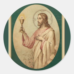 Sacred Heart of Jesus with Chalice & Eucharist Classic Round Sticker