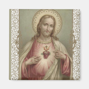 Sacred Heart of Jesus with decorative border Magnet