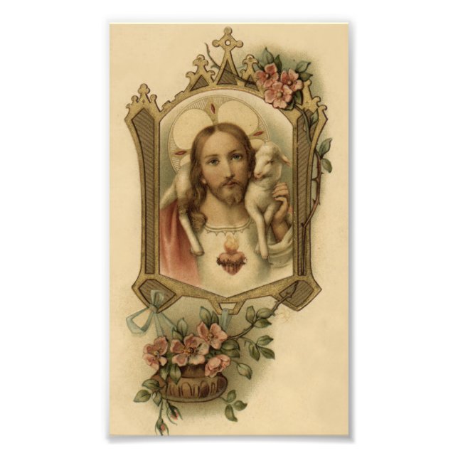Sacred Heart of Jesus with lamb Photo Print (Front)