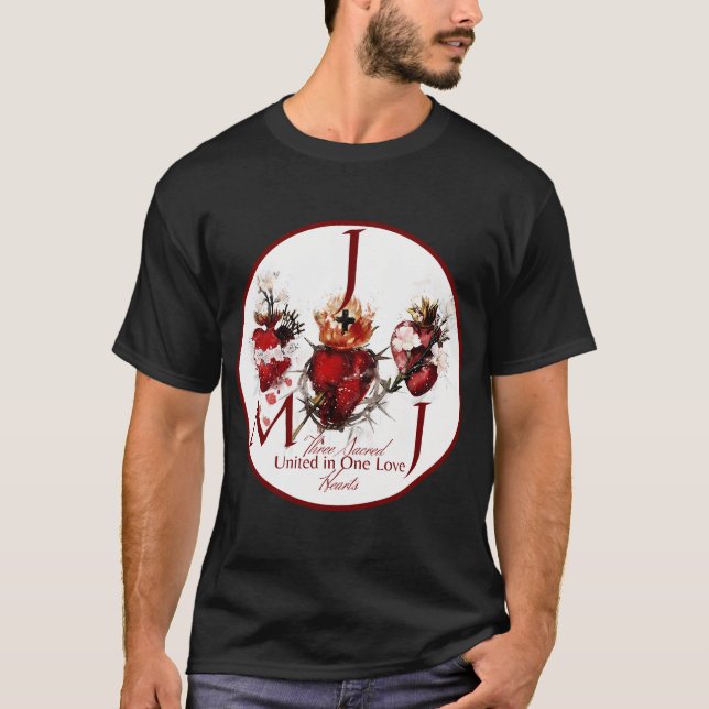 Sacred Heart Of Jesusimmaculate Heart Of Mary T-Shirt (Front)