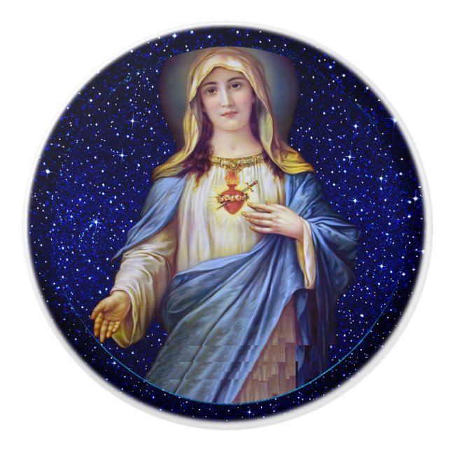 Sacred Heart of Mary Ceramic Knob (Front)