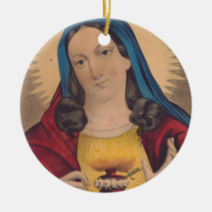 Sacred Heart of Mary Ceramic Tree Decoration