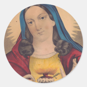 Sacred Heart of Mary Classic Round Sticker