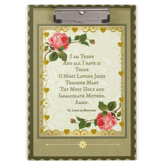 Sacred Heart Prayer Clipboard w Roses (Front)
