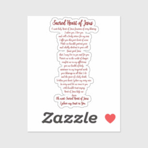 Sacred Heart Prayer Vinyl Sticker