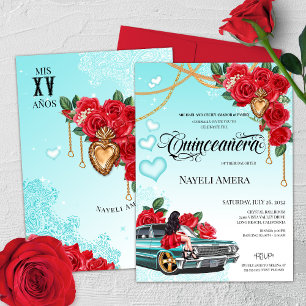 Sacred Heart Quinceanera Lowrider Chola Chicana  Invitation