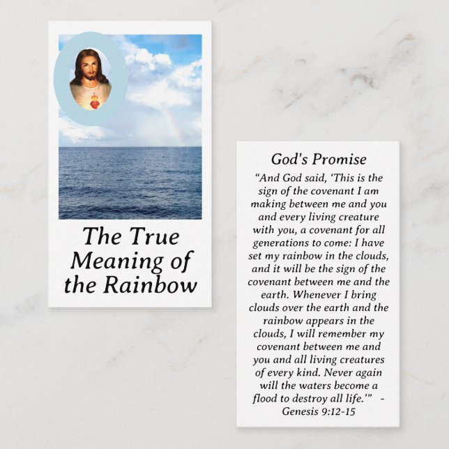 Sacred Heart Rainbow Meaning Prayer Card (Front/Back)