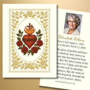 Sacred Heart Roses Funeral Keepsake Memorial