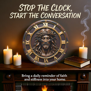 Sacred Heart Savior Portrait Large Clock