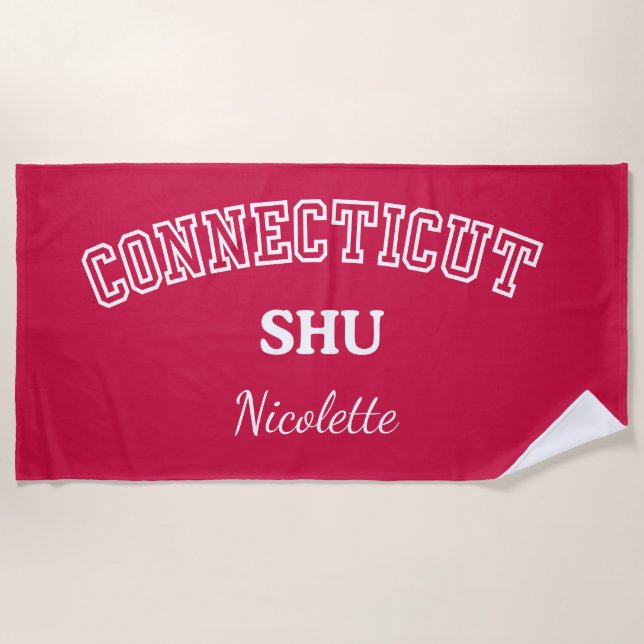 SACRED HEART UNIVERSITY PERSONALIZED BEACH TOWEL (Front)