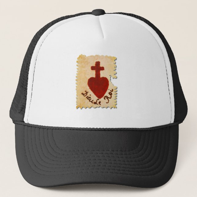 Sacred Heart Vendée Dieu, le Roi Catholic Trucker Hat (Front)