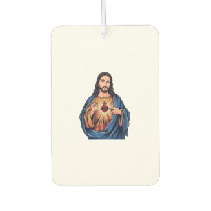Sacred Heart Vintage Engraving Religious Vector De Car Air Freshener