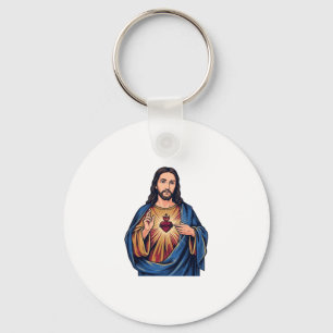 Sacred Heart Vintage Engraving Religious Vector De Key Ring