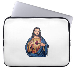 Sacred Heart Vintage Engraving Religious Vector De Laptop Sleeve