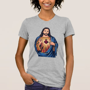 Sacred Heart Vintage Engraving Religious Vector De T-Shirt