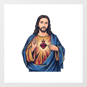 Sacred Heart Vintage Engraving Religious Vector De Window Cling