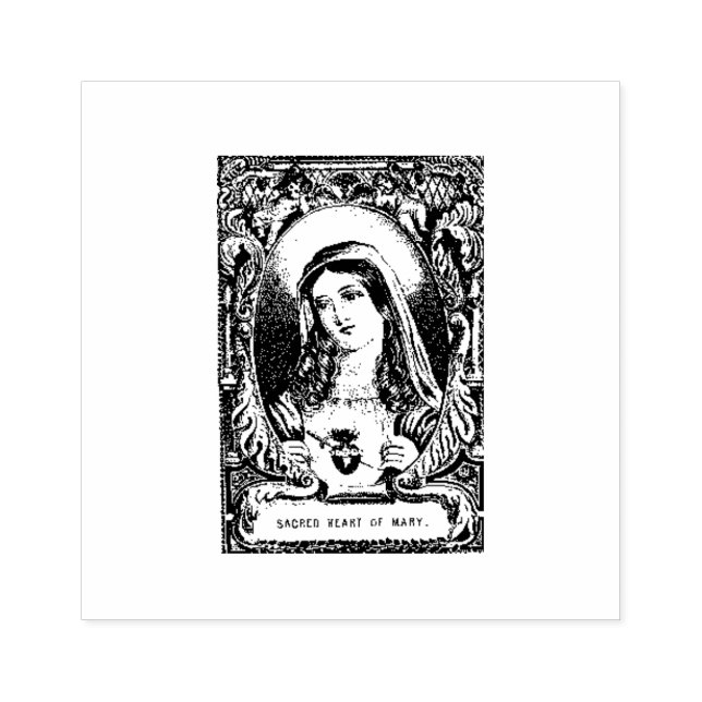 Sacred Heart Virgin Mother Mary Catholic Religious Rubber Stamp (Imprint)