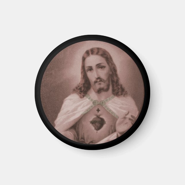 Sacred Heart with Cross Magnet (Front)