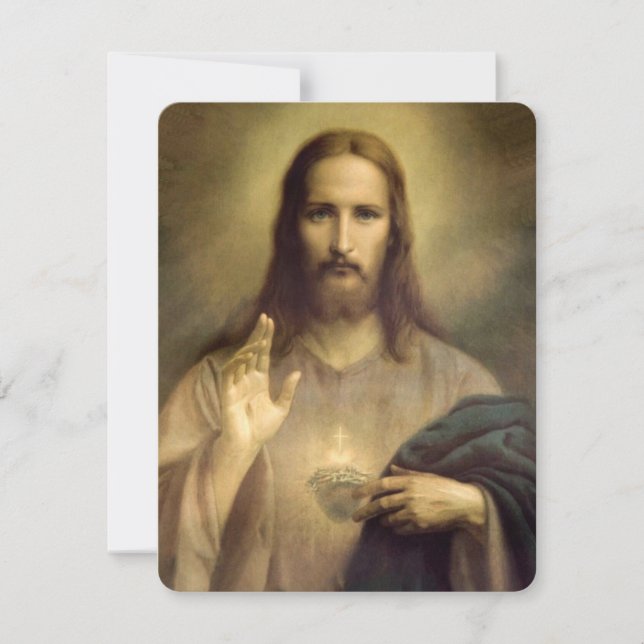 Sacred Hearth Catholic Funeral Memorial Holy Card (Front)