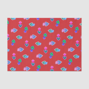 Sacred Hearts Catholic Folk Art Red Tissue Paper
