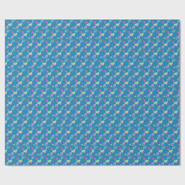 Sacred Hearts Folk Art  Wrapping Paper (Flat)