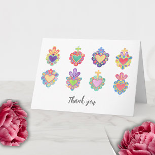 SACRED HEARTS, MEXICAN FOLK THANK YOU CARD