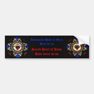 Sacred Hearts of Jesus & Mary Stained Glass Bumper Sticker