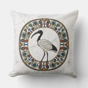 Sacred Ibis of Thoth: God of Wisdom Ancient Egypt Cushion
